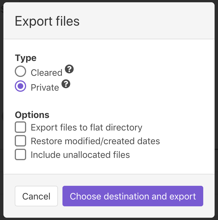Image of file export dialog