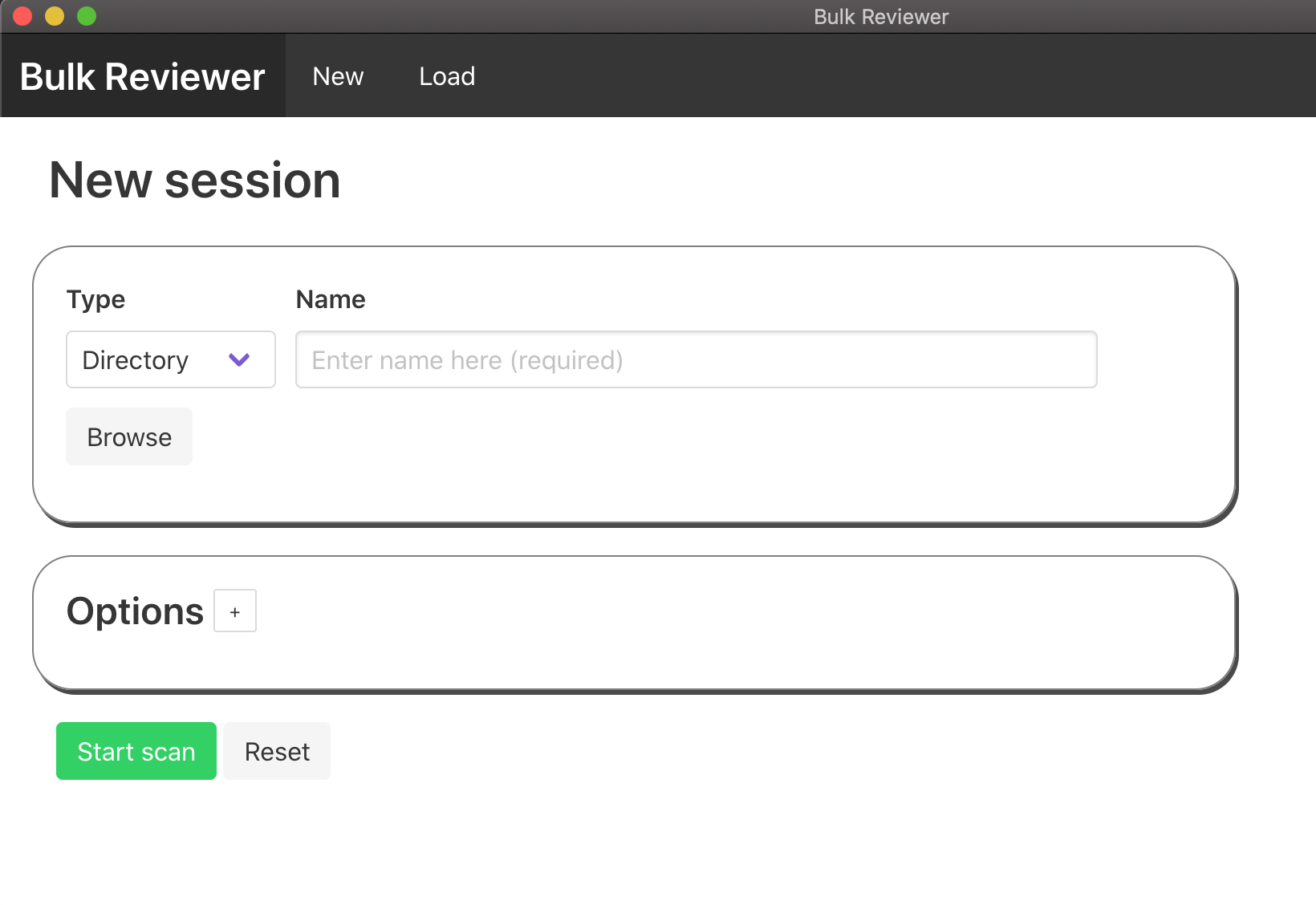 Image of Bulk Reviewer New session form